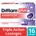 DIFFLAM PLUS ANAESTHETIC BLACKCURRANT SUGAR FREE 16 LOZENGES thumbnail 11