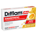 DIFFLAM PLUS ANAESTHETIC HONEY & LEMON SUGAR FREE 16 LOZENGES thumbnail 1