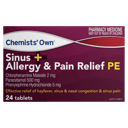 CHEMISTS OWN SINUS+ALLERGY & PAIN RELIEF PE 24 TABLETS thumbnail 2