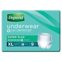 DEPEND INCONTINENCE UNDERWEAR 3-IN-1 PROTECTION XL 9 PACK thumbnail 2