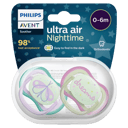 AVENT SOOTHER ULTRA AIR NIGHT 0-6MTHS 2 PACK thumbnail 1