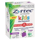 ZYRTEC KIDS 5MG GRAPE CHEWABLE TABLETS 30 thumbnail 1