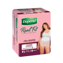 DEPEND WOMEN REAL FIT UNDERWEAR SUPER 8D X-LARGE 8 PACK thumbnail 1
