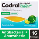 CODRAL DUO RELIEF SORE THROAT LIME AND LEMON 16 LOZENGES thumbnail 2