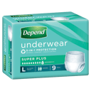 DEPEND INCONTINENCE UNDERWEAR 3-IN-1 PROTECTION LARGE 9 PACK thumbnail 1