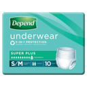 DEPEND INCONTINENCE UNDERWEAR 3-IN-1 PROTECTION SMALL/MEDIUM 10 PACK thumbnail 2