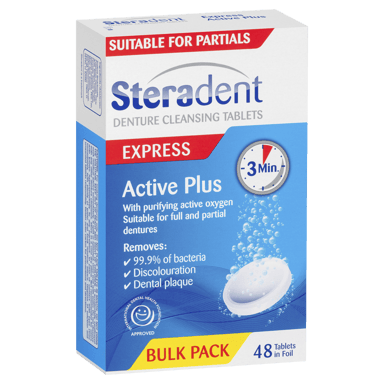STERADENT DENTURE CLEANSER ACTIVE PLUS 48 TABLETS