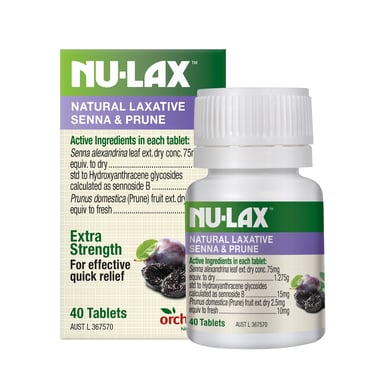 NU-LAX NATURAL FRUIT LAXATIVE SENNA & PRUNE 40 TABLETS