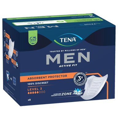 TENA MEN SHIELDS ACTIVE FIT 5D LEVEL 3 8 PACK