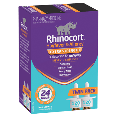 RHINOCORT HAYFEVER NASAL SPRAY 64MCG 120 DOSE TWIN PACK