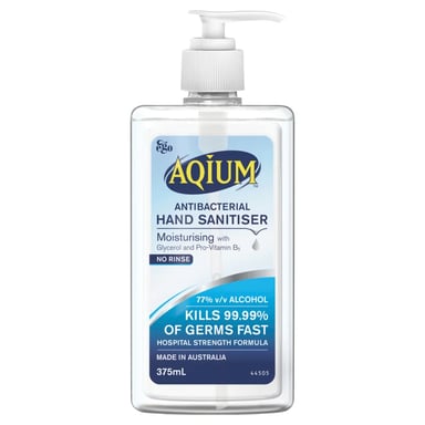 AQIUM ANTIBACTERIAL HAND SANITISER GEL BLUE 375ML
