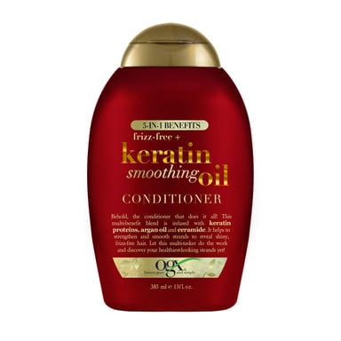 OGX 5IN1 BENEFITS FRIZZ FREE + KERATIN OIL CONDITIONER 385ML