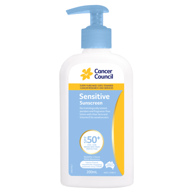 CANCER COUNCIL SENSITIVE SUNSCREEN PUMP SPF50+ 200ML