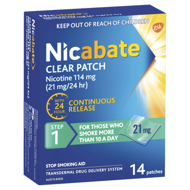 NICABATE STEP 1 21MG CLEAR PATCH 14 PACK