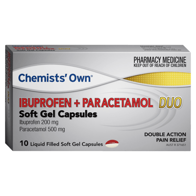 CHEMISTS OWN IBUPROFEN + PARACETAMOL DUO 10 CAPSULES