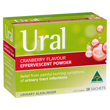 URAL EFFERVESCENT POWDER CRANBERRY SACHETS 28 PACK