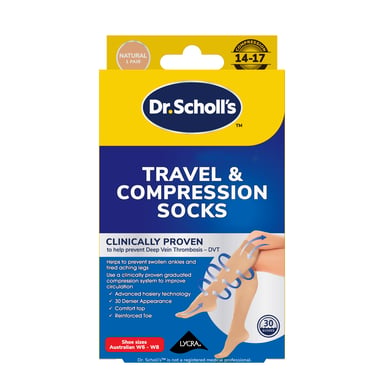 SCHOLL TRAVEL AND COMPRESSION SOCKS NATURAL SMALL
