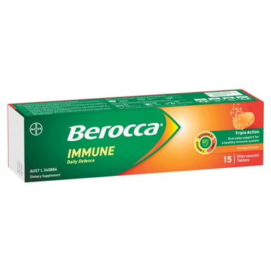 BEROCCA IMMUNE EFFERVESCENT ORANGE TABLETS 15 PACK