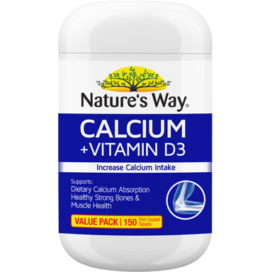NATURES WAY CALCIUM + VITAMIN D3 150 TABLETS