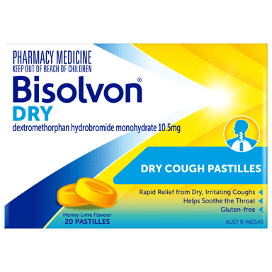 BISOLVON DRY COUGH HONEY LIME 20 PASTILLES