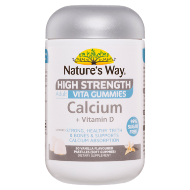 NATURES WAY HIGH STRENGTH CALCIUM + VITAMIN D GUMMIES 60