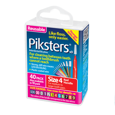 PIKSTERS INTERDENTAL BRUSH SIZE 4 RED 40 PACK