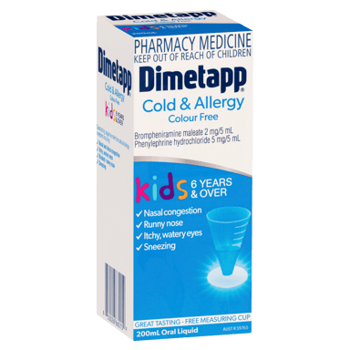 DIMETAPP KIDS COLD & ALLERGY COLOUR FREE 6+ YEARS 200ML