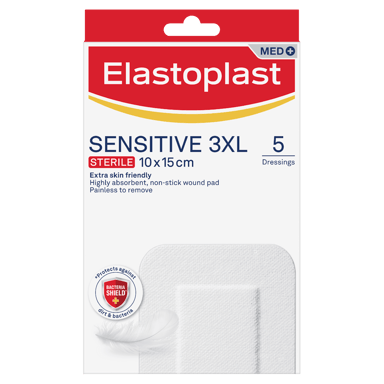 ELASTOPLAST SENSITIVE 3XL DRESSING 10CM X 15CM 5 PACK