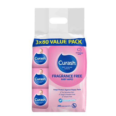 CURASH BABYCARE WIPES FRAGRANCE FREE 240 PACK