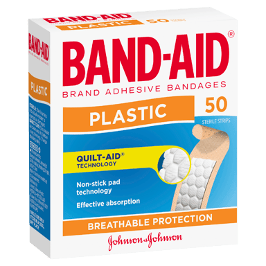 BAND-AID PLASTIC STRIPS 50 PACK