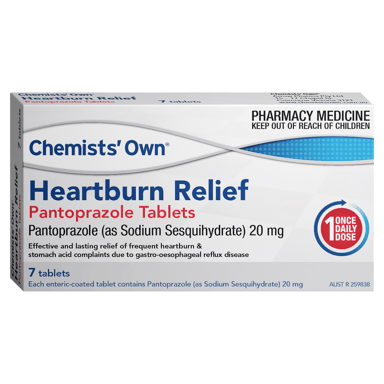 CHEMISTS OWN HEARTBURN PANTOPRAZOLE 20MG 7 TABLETS