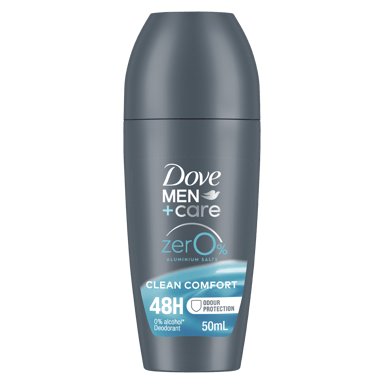 DOVE MEN ANTIPERSPIRANT CLEAN COMFORT ZERO ALUMINIUM ROLL ON 50ML