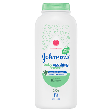 J&J BABY POWDER CORN STARCH ALOE VERA & VITAMIN E 200G