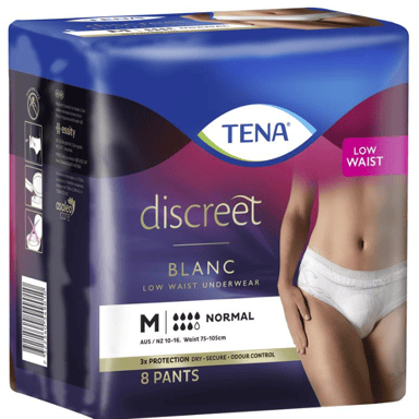TENA PANTS DISCREET WHITE MEDIUM 12 PACK