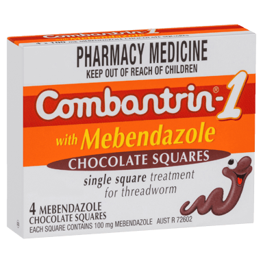 COMBANTRIN WORM TREATMENT CHOCOLATE SQUARES 4 PACK