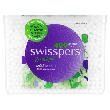 SWISSPERS COTTON TIPS PAPER STEMS 400 PACK