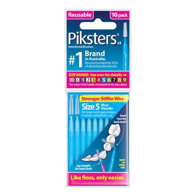 PIKSTERS INTERDENTAL BRUSH SIZE 5 BLUE 10 PACK
