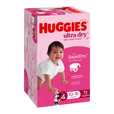 HUGGIES JUMBO ULTRADRY NAPPIES TODDLER GIRL 72 PACK