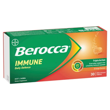 BEROCCA IMMUNE EFFERVESCENT ORANGE TABLETS 30 PACK