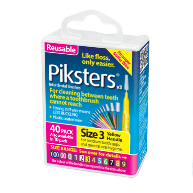 PIKSTERS INTERDENTAL BRUSH SIZE 3 YELLOW 40 PACK