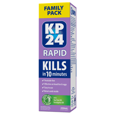 KP24 RAPID HEAD LICE TREATMENT WITH COMB 250ML