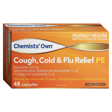 CHEMISTS OWN COUGH COLD & FLU PE RELIEF 48 CAPSULES