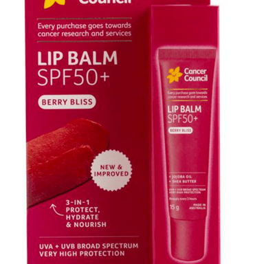 CANCER COUNCIL LIP BALM BERRY BLISS SPF50+ 15G