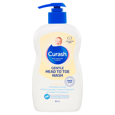 CURASH BABYCARE GENTLE HEAD TO TOE WASH SOAP FREE PUMP 400ML