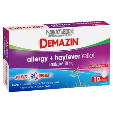 DEMAZIN ALLERGY + HAYFEVER 10 TABLETS