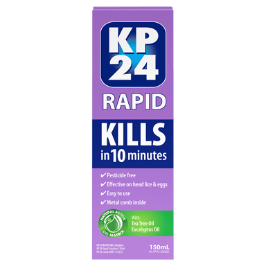 KP24 RAPID HEAD LICE TREATMENT WITH COMB 150ML
