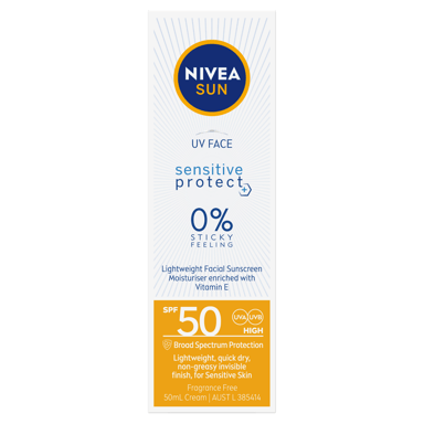 NIVEA UV FACE SENSITIVE SUNSCREEN SPF50+ 50ML