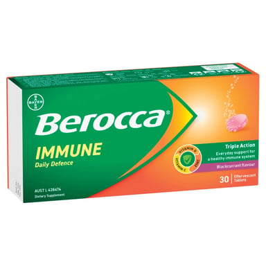 BEROCCA IMMUNE EFFERVESCENT BLACKCURRANT TABLETS 30 PACK