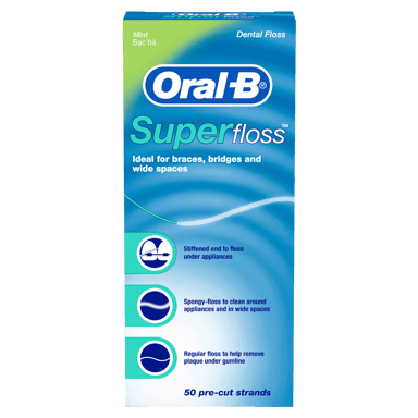 ORAL-B SUPERFLOSS PRE-CUT STRANDS 50 PACK