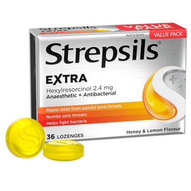 STREPSILS EXTRA HONEY & LEMON 36 LOZENGES
